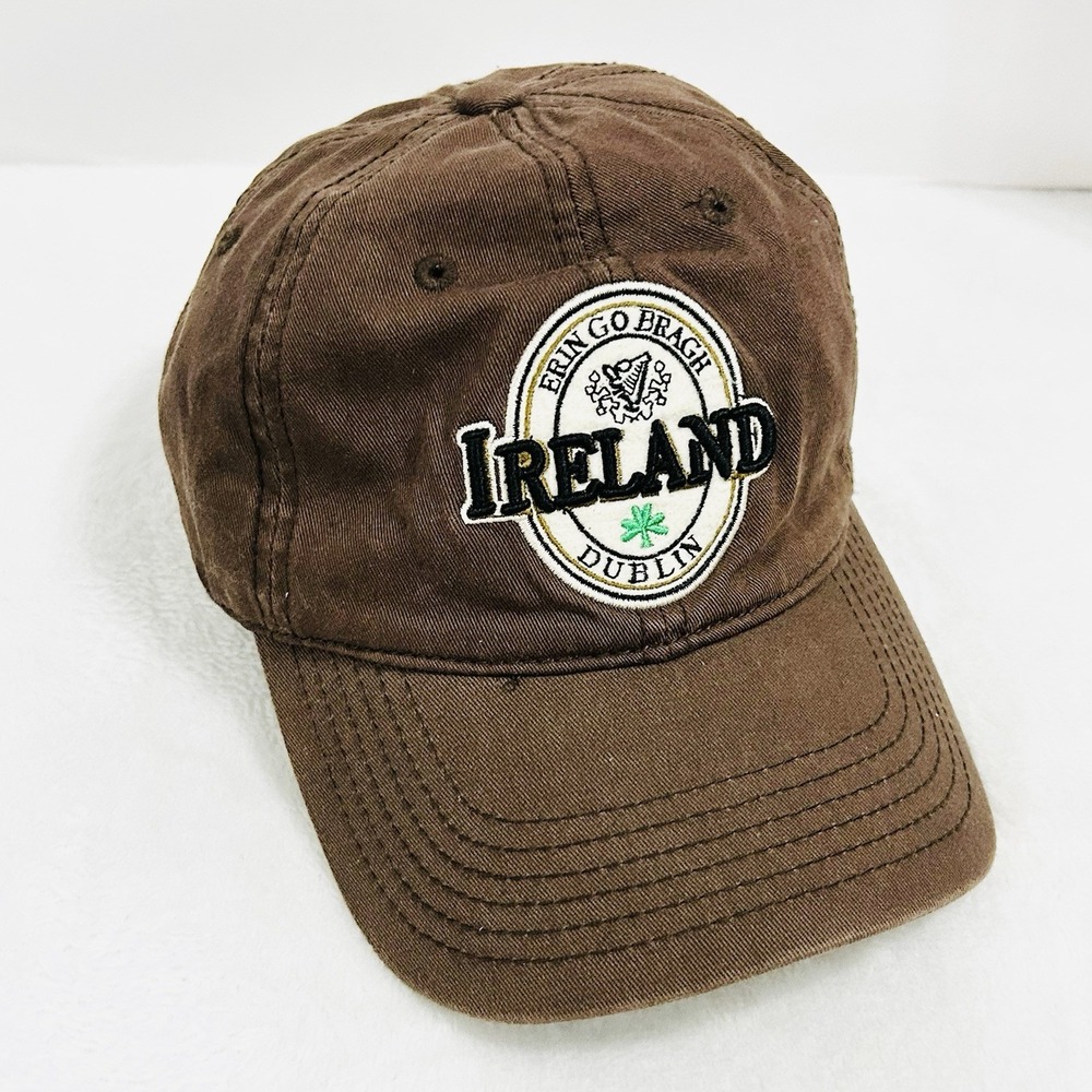 Ireland Erin Go Bragh Dublin Patch Hat Cap Adjustable Strapback Brown Outdoors - Picture 3 of 5